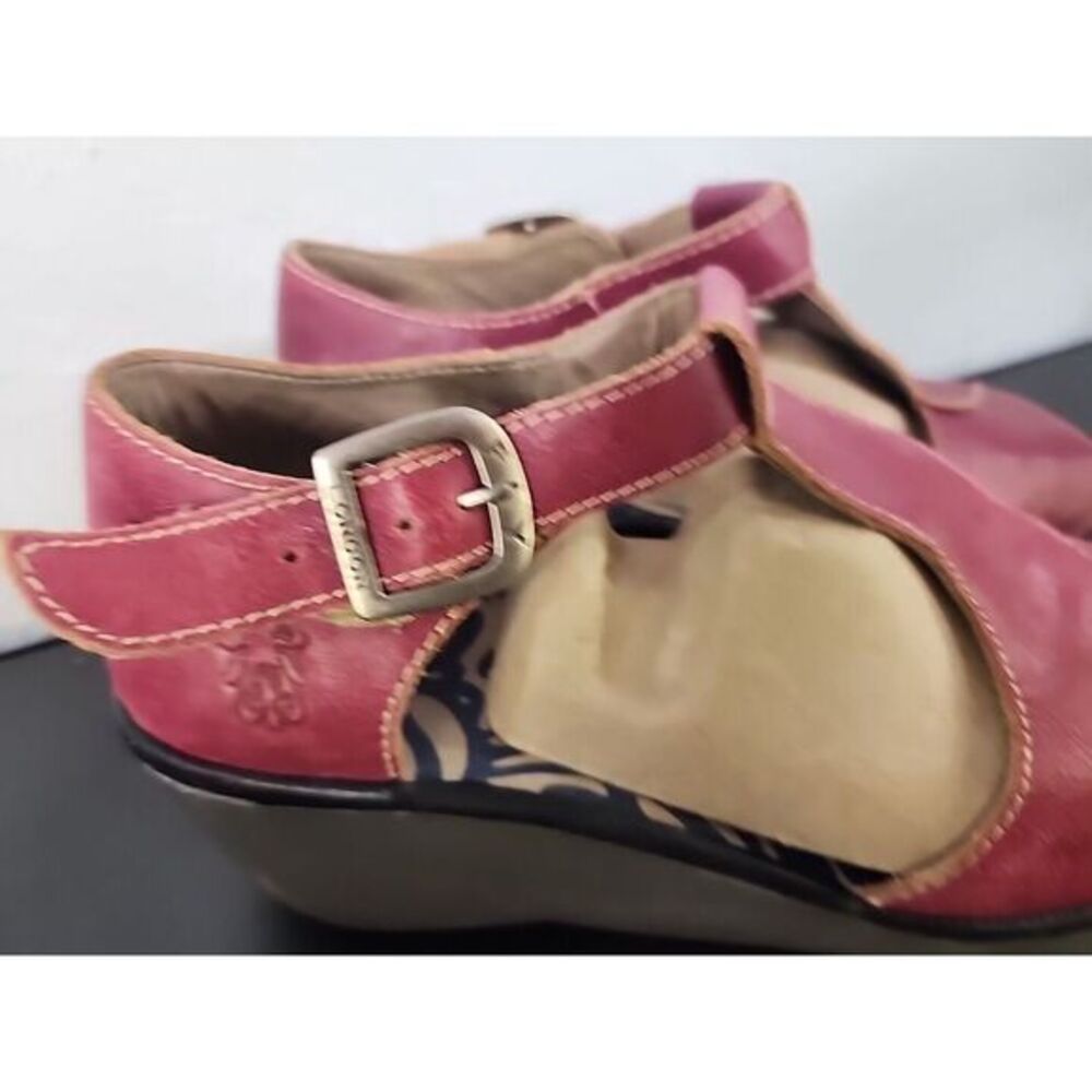 Fly London Red Wedge Strap Sandals Size 8-8.5 / 39 - Picture 5 of 10